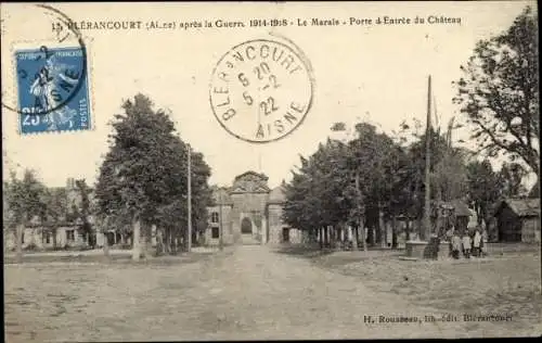 Ak Blerancourt Aisne, Le Marais, Porte d'Entree du Chateau