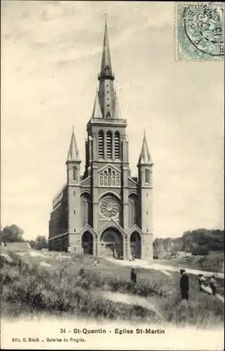 Ak Saint Quentin Aisne, Eglise Saint Martin