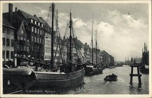 Ak København Kopenhagen Dänemark, Nyhavn, Hafenpartie