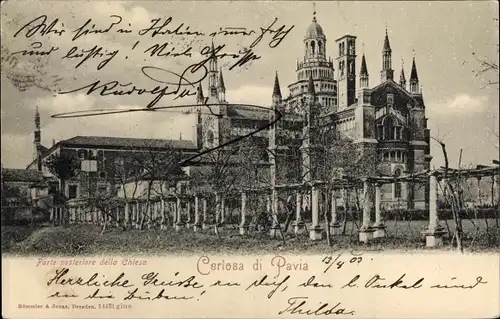 Ak Pavia Lombardia, Parte posteriore della Chiesa