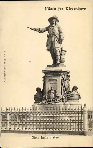 Ak København Kopenhagen Dänemark, Niels Juels Statue