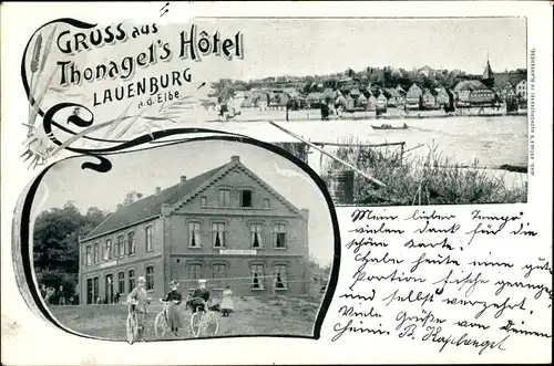 Ak Lauenburg an der Elbe, Hotel, Blick auf den Ort