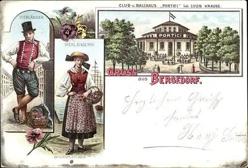 Litho Hamburg Bergedorf, Club und Ballhaus Portici, Vierländer in Trachten