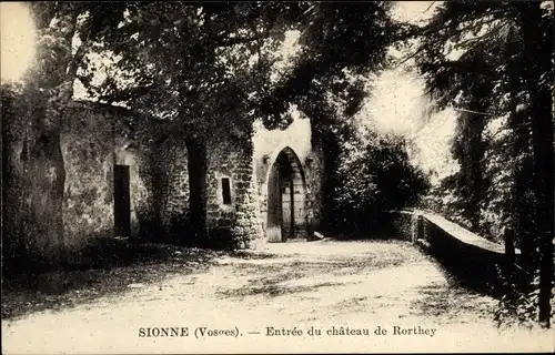 Ak Sionne Vosges, Entree du Chateau de Rorthey