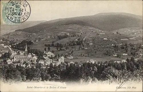 Ak Saint Maurice Vosges, Vue generale, Ballon d'Alsace