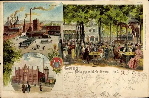 Litho Berlin Mitte, F. Happoldt's Brauerei, Lagerkeller, Biergarten