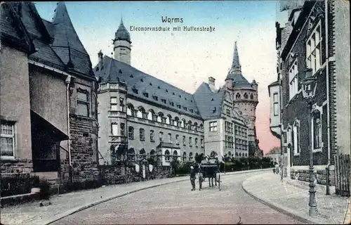 Ak Worms am Rhein, Eleonorenschule mit Huttenstraße