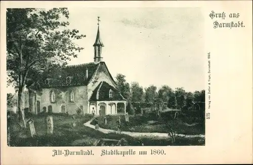 Künstler Ak Darmstadt, Stadtkapelle um 1860, Kirche