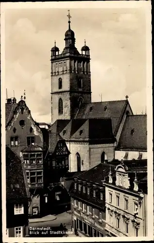 Ak Darmstadt in Hessen, Blick auf Stadtkirche