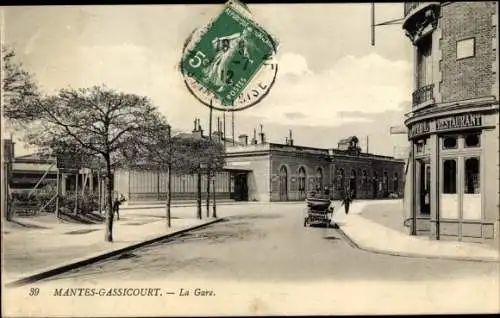 Ak Mantes Gassicourt Yvelines, La Gare