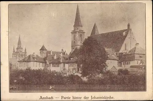 Ak Ansbach in Mittelfranken Bayern, Partie hinter der Johanniskirche