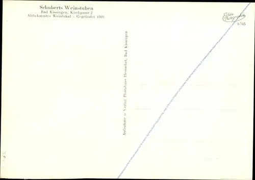 Ak Bad Kissingen Unterfranken Bayern, Schuberts Weinstuben, Kirchgasse 2