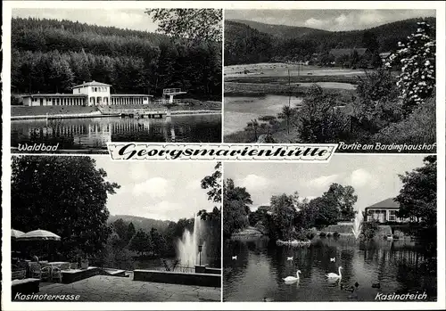 Ak Georgsmarienhütte in Niedersachsen, Kasinoteich, Terrasse, Waldbad, Bardinghaushof