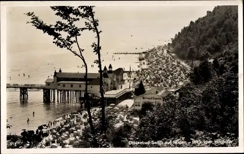 Ak Ostseebad Sellin auf Rügen, Hochufer zum Strand, Strandcasino