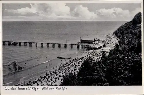 Ak Ostseebad Sellin auf Rügen, Strand, Seebrücke