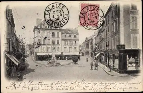 Ak Falaise Calvados, La Place Belle Croix
