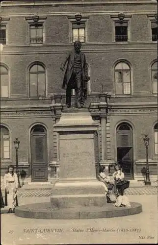 Ak Saint Quentin Aisne, Staute d'Henri Martin