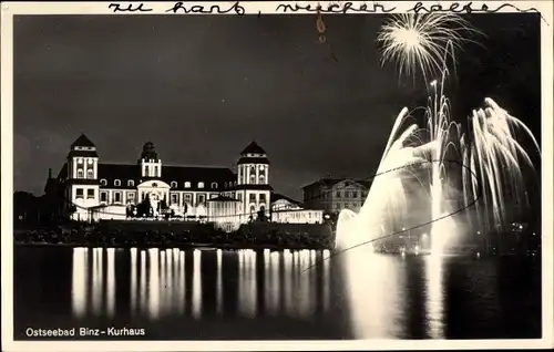 Ak Seebad Binz auf Rügen, Kurhaus, Feuerwerk