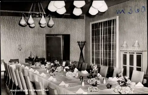 Ak Bielefeld in Nordrhein Westfalen, Hochzeitstafel im blauen Saal, Gasthaus Sparrenberg