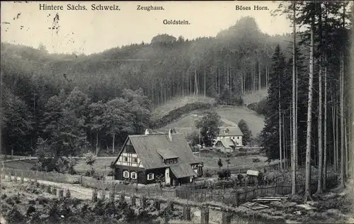 Ak Ottendorf Sebnitz Sächsische Schweiz, Zeughaus, Goldstein, Böses Horn