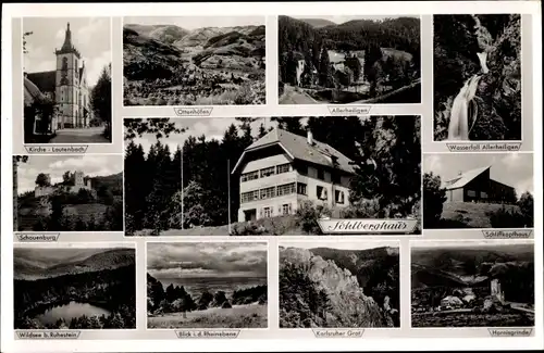 Ak Ottenhöfen im Schwarzwald, Jugendherberge Sohlberghaus, Kirche, Schauenburg, Hornisgrinde