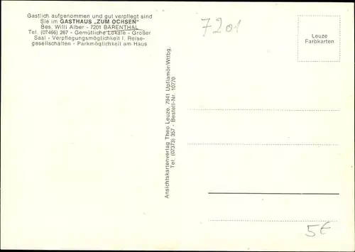 Ak Bärenthal in Hohenzollern, Gasthof Zum Ochsen