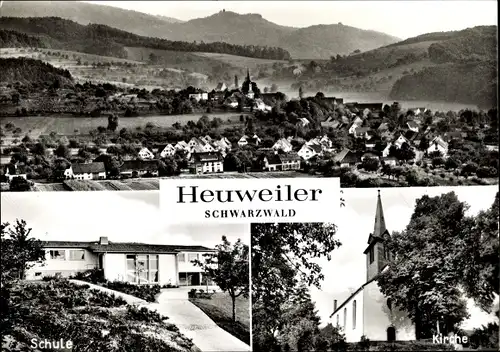 Ak Heuweiler im Schwarzwald Baden Württemberg, Gesamtansicht, Schule, Kirche