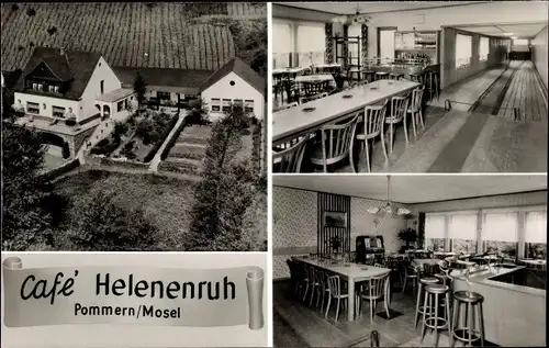 Ak Pommern an der Mosel, Café Helenenruh mit Kegelbahn