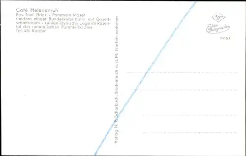 Ak Pommern an der Mosel, Café Helenenruh mit Kegelbahn