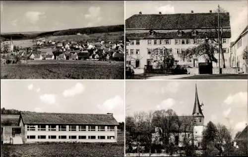 Ak Sindolsheim Rosenberg in Baden, Ort, Schule, Kirche