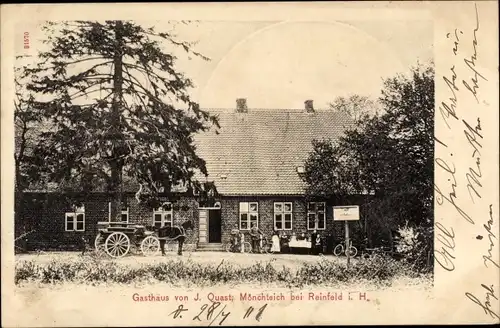 Ak Mönchteich Lütjensee in Holstein, Gasthaus, Kutsche