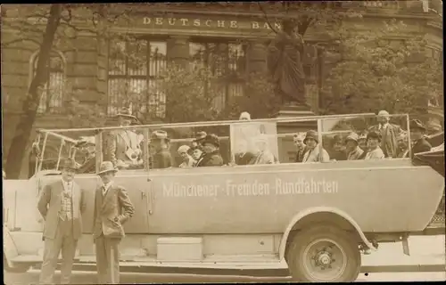 Foto Ak München Bayern, Münchener Fremden Rundfahrten, Autobus