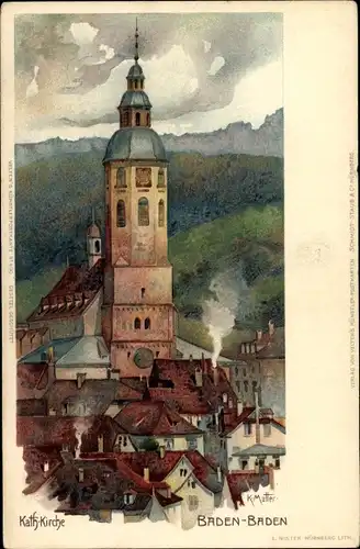 Künstler Litho Mutter, K., Baden Baden am Schwarzwald, Katholische Kirche