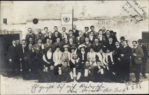 Foto Ak Teisnach in Niederbayern, Turnverein ?, Festgesellschaft 1909, Jos. Grotz