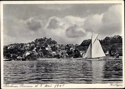 Ak Hamburg Altona Blankenese, Panorama, Süllberg von der Elbe aus