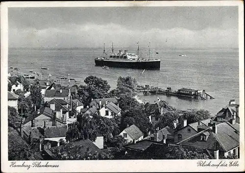 Ak Hamburg Blankenese, Blick auf die Elbe, Dampfer