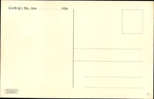 Künstler Ak Colditz in Sachsen, 2. Heimatfest 1926, Stadtpanorama um 1800