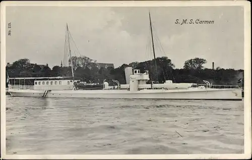 Ak Deutsches Kriegsschiff, SMS Carmen, Torpedoboot, Stationsjacht, Kaiserliche Marine