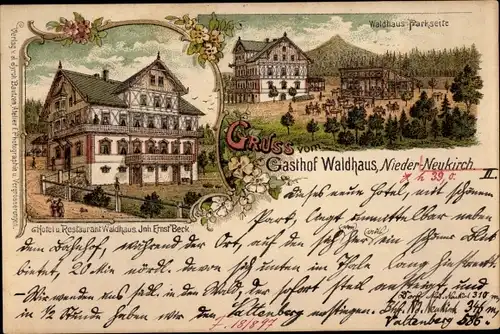 Litho Niederneukirch Neukirch in der Lausitz, Gasthof Waldhaus