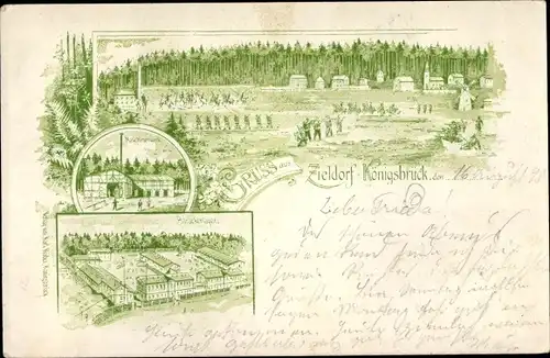 Litho Königsbrück in der Oberlausitz, Truppenübungsplatz, Zieldorf, Barackenlager