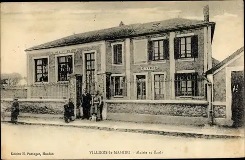 Ak Villiers le Mahieu Yvelines, Mairie et Ecole