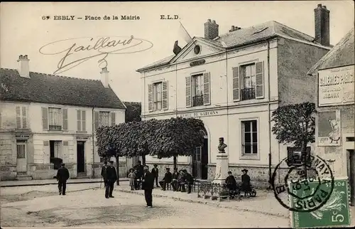 Ak Esbly Seine et Marne, Place de la Mairie