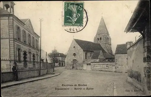 Ak Tessancourt Yvelines, Mairie et Eglise