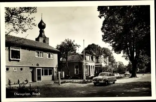 Ak Dwingeloo Drenthe Niederlande, Brink, Automobil, Kirchturm