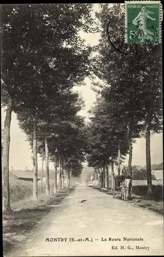 Ak Montry Seine et Marne, La Route Nationale