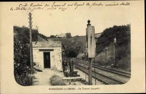 Ak Bonnières-sur-Seine Yvelines, Le Tunnel, Eisenbahnschienen