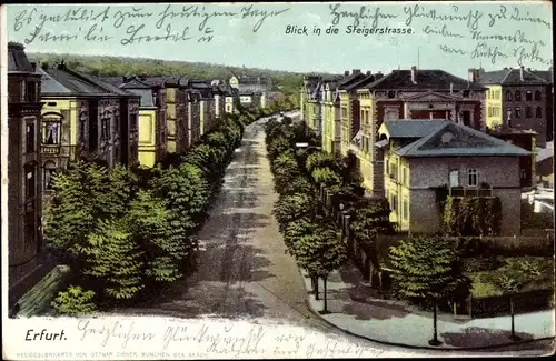 Ak Erfurt in Thüringen, Blick in die Steigerstraße, Zieher