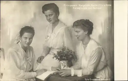 Ak Prinzessinnen Margarete, Maria Alix, Anna, Herzoginnen von Sachsen