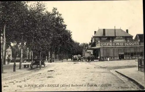 Ak Saint Pourçain sur Sioule Allier, Boulevard et Cafe du Cours