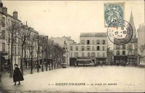 Ak Nogent sur Marne Val de Marne, La Place du Marche